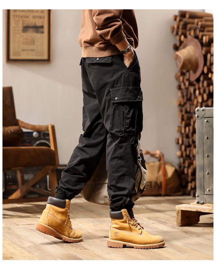 Japanese retro design overalls trousers casual trousers men's 2024 new versatile simple high street fashion loose_autovado.com