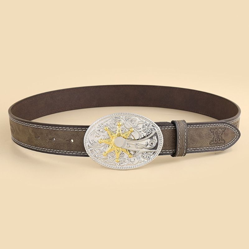 HOT Engraved Flower Buckle Vintage Belt Cowboy Belts For Men Western DXAA_autovado.com