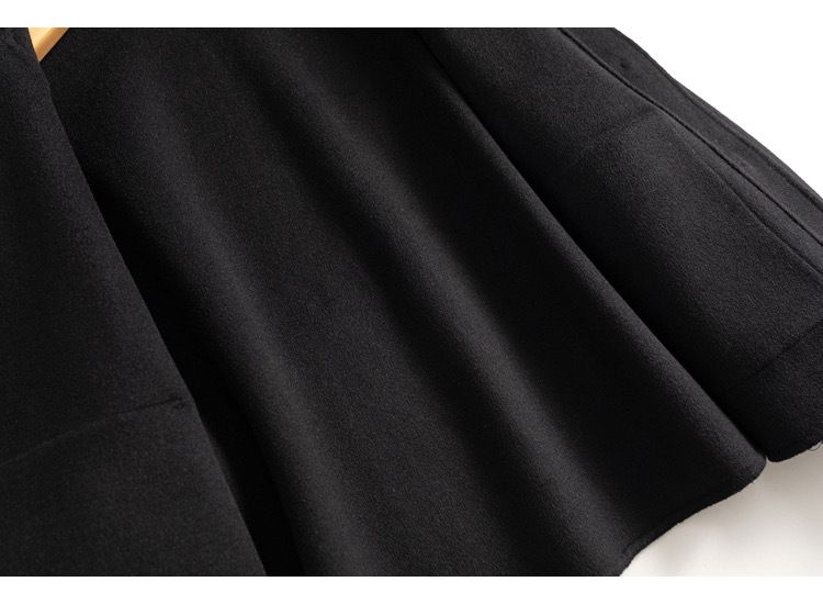 Women's Clothing quality double sided wool coat with hood and short button for women_autovado.com