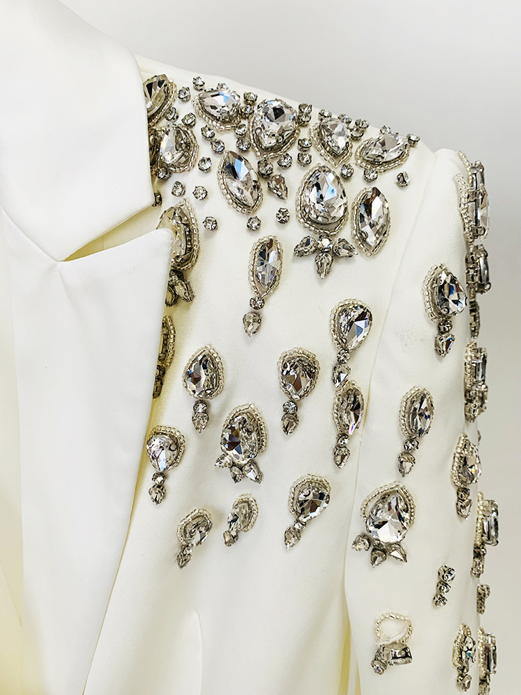 Women's fashion beaded and diamond-studded slim-fit suit jacket_autovado.com