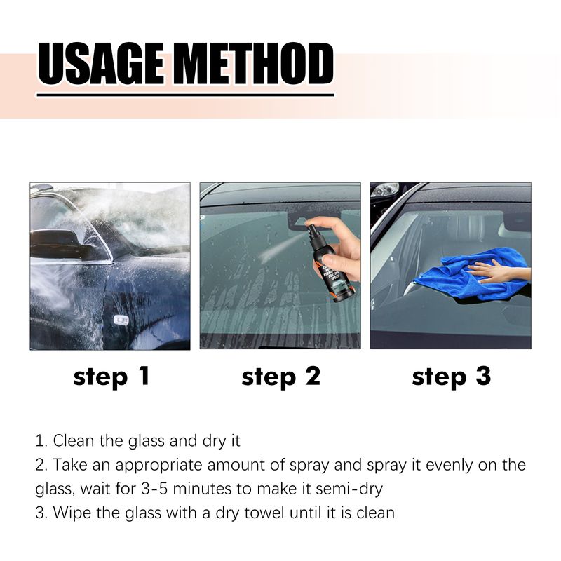 Rayhong Car Glass-Anti Fog Hydrophobic Coating Spray, Rearview Mirror Windshield Cleaner Stains Hydrophobic Water Spray Antifogging Agent_autovado.com