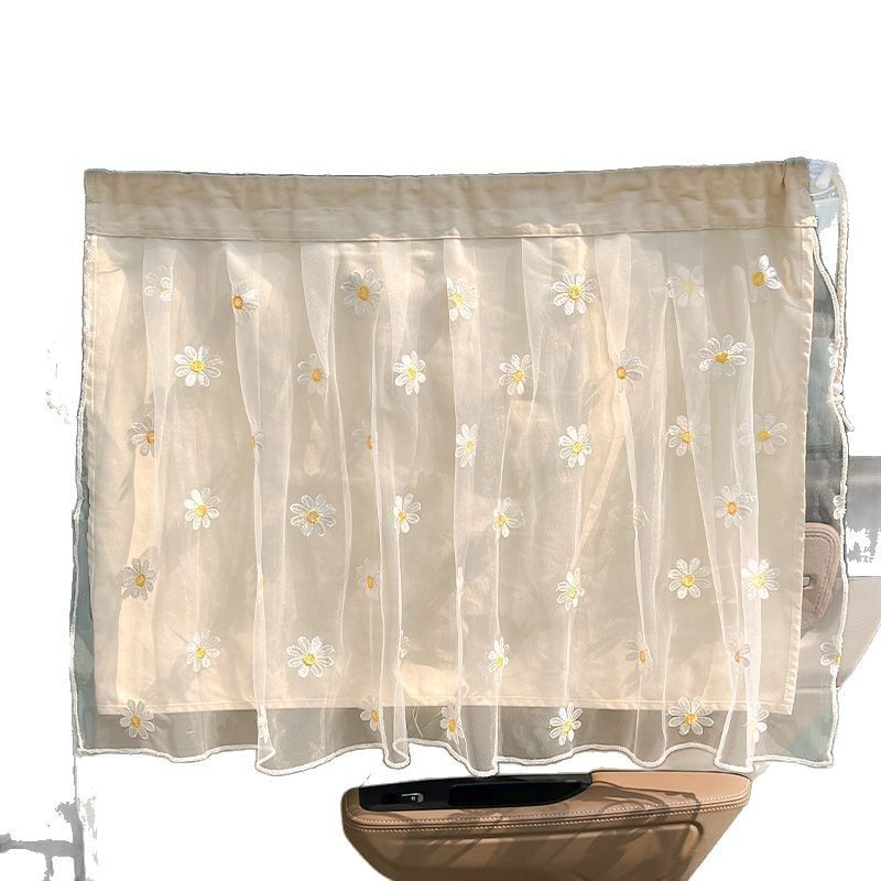 Lace Double-layer Suction Cup Small, Fresh And Cute Girls, Car Sunshade, Heat Insulation Curtain For All Seasons_autovado.com