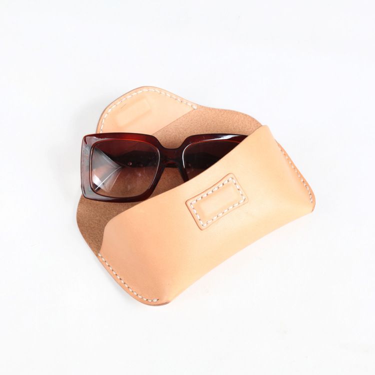 Unisex Leather glasses case cowhide sunglasses case high-grade vintage handmade glasses bag_autovado.com
