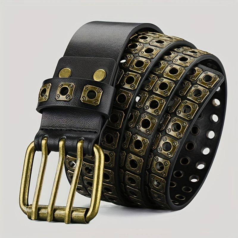 HOT Retro Square Rivet With Double Row Needle Buckle Women'S Belt Hip-Hop Rock Punk Y2k Style Jeans Men'S And Women'SBelt_autovado.com