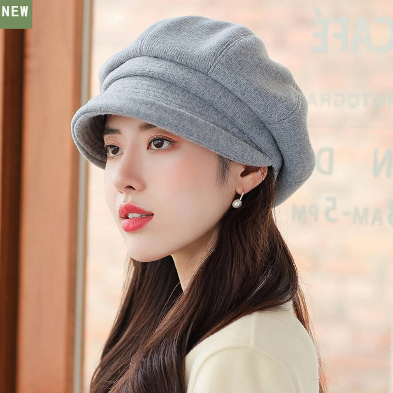 Hot Sale HT4270 Berets Women Solid Plain Autumn Winter Ladies Vintage Artist Painter Beret Hat Female Roll Brim Octagonal Cap_autovado.com