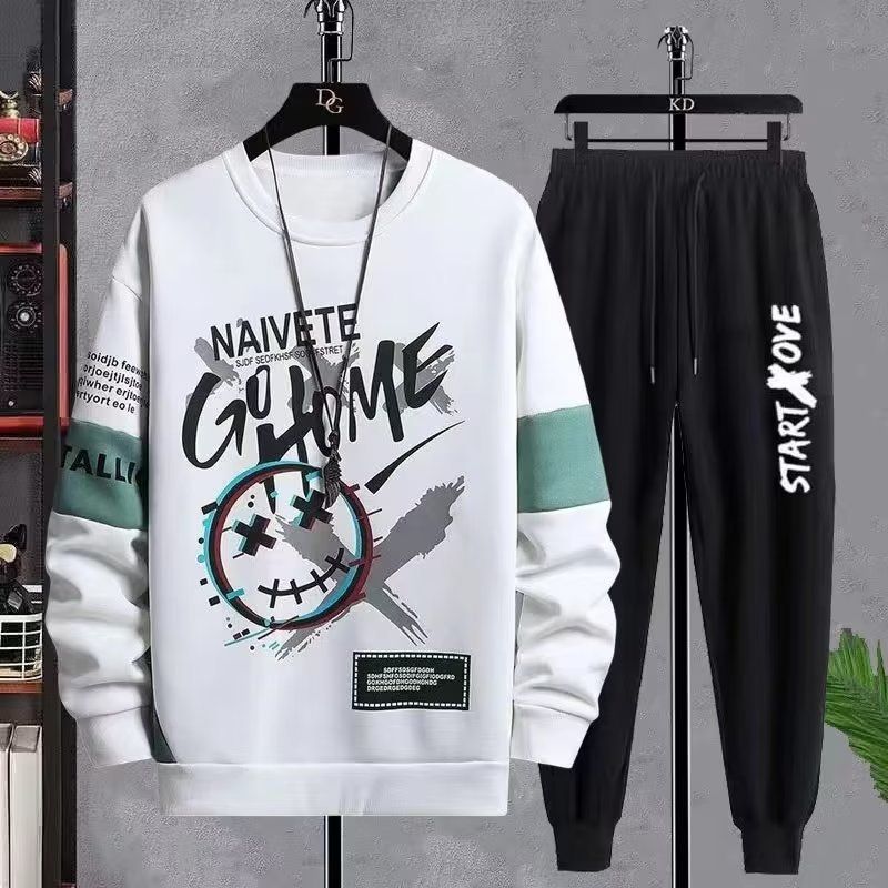 Men's Clothing Casual sports suit sweatshirt men's spring and autumn printed men's autumn clothes loose two piece suit men's clothing wholesale_autovado.com