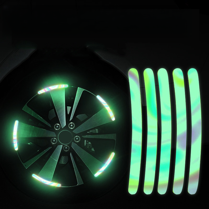 Car wheel hub reflective seven color laser luminous tire anti-collision sticker with personalized creativity, motorcycle_autovado.com