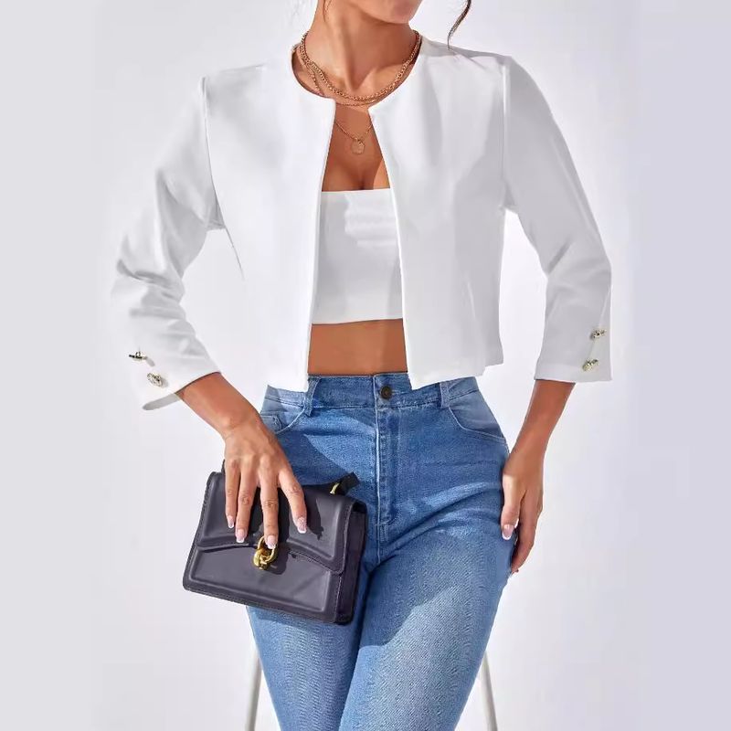 Women's Clothing Fashion Casual Temperament Commuter Niche Top Round Neck Jacket _autovado.com
