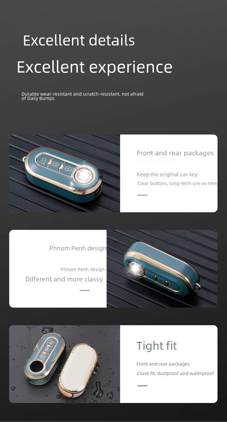 Applicable 3-key Fiat folding key case 500 Boyue Bravo Feixiang Iveco golden edge car key case_autovado.com