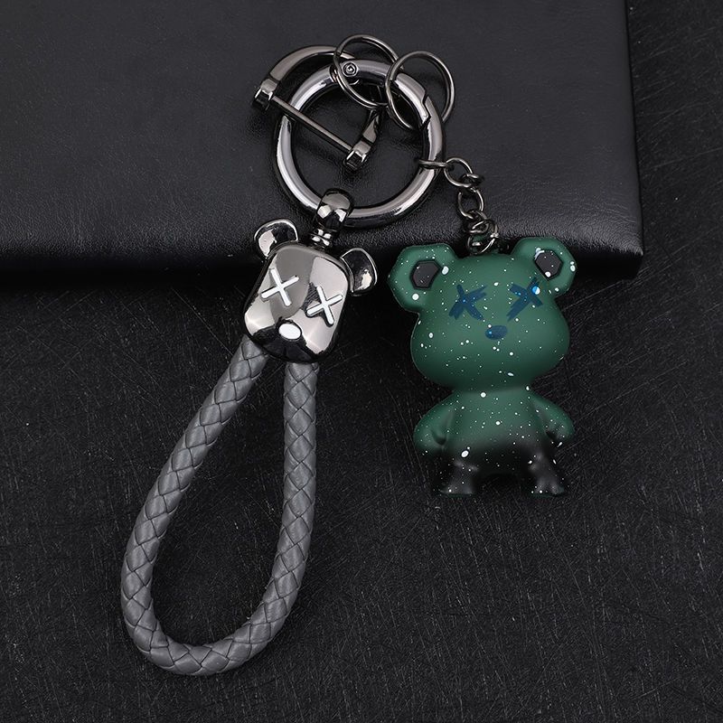Chameleon Bear Keychain Braided Rope Car Keychain Female Cartoon Bear Creative Couple Exquisite Bag Pendant_autovado.com