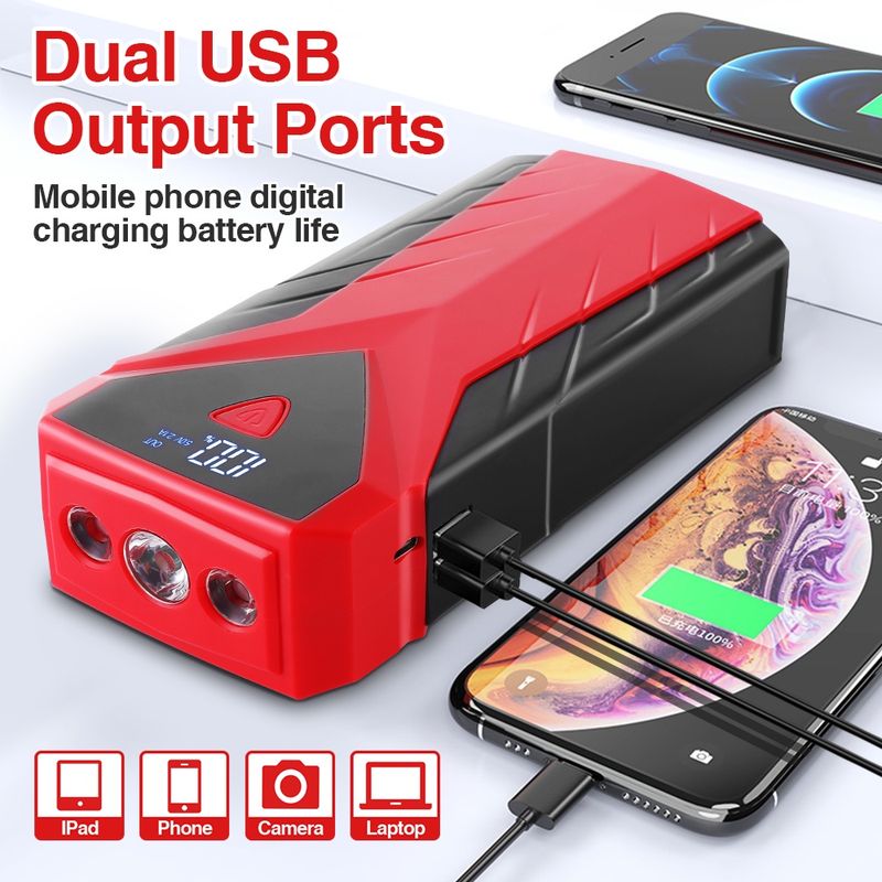 ✮XTITAN 298000mAh 5V 2A Jump Starter PowerBank Car Jumper Power Bank With Tire Pump☝_autovado.com