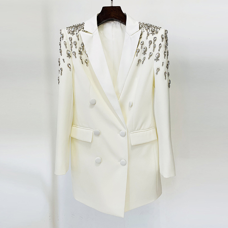 Women's fashion beaded and diamond-studded slim-fit suit jacket_autovado.com