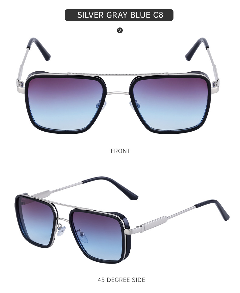 2024 New European and American Retro Punk Style Sunglasses Men's Sun Protection Square Frame Sunglasses Men's Cross-Border Wholesale Shades_autovado.com