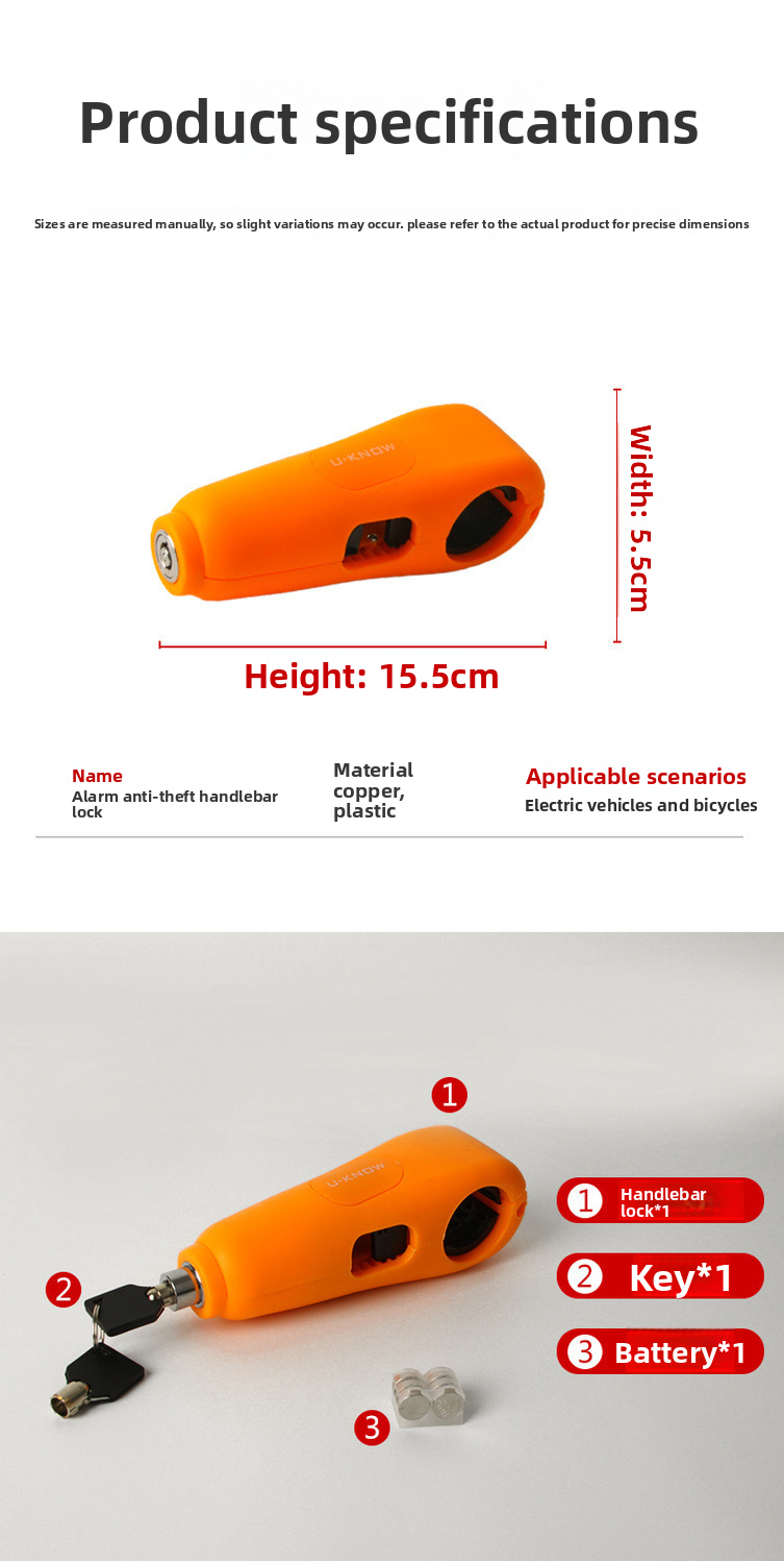Motorcycle Electric Anti-theft Battery Vehicle High Decibel Alarm Handlebar Horn Lock_autovado.com