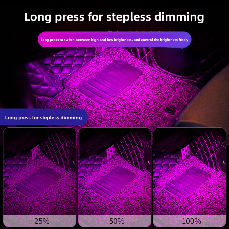 LED Ambient Car Interior Modification Decoration Wireless No Wiring Automatic Intelligent Sensor Footwell Light_autovado.com