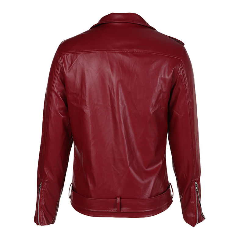 Men's autumn and winter new leather jacket with fashionable lapel zipper motorcycle leather jacket_autovado.com