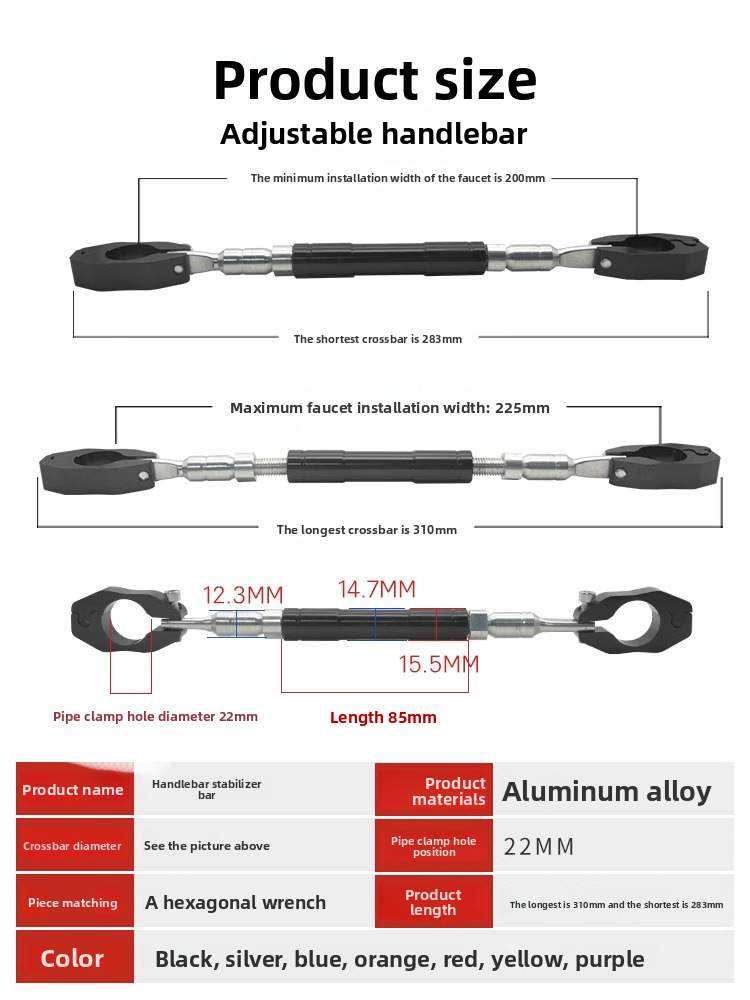 Motorcycle Modification Thickened Crossbar Extension Handlebar Balance Pull Rod Electric Vehicle Reinforced Headstock_autovado.com