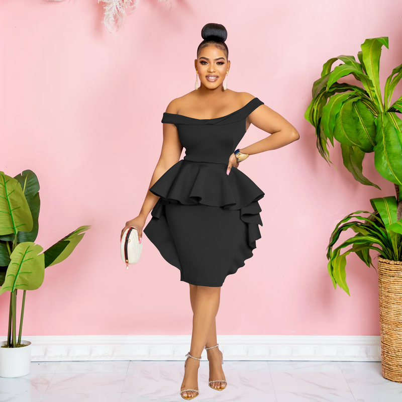 Women's solid color sleeveless ruffle skirt dress for women_autovado.com