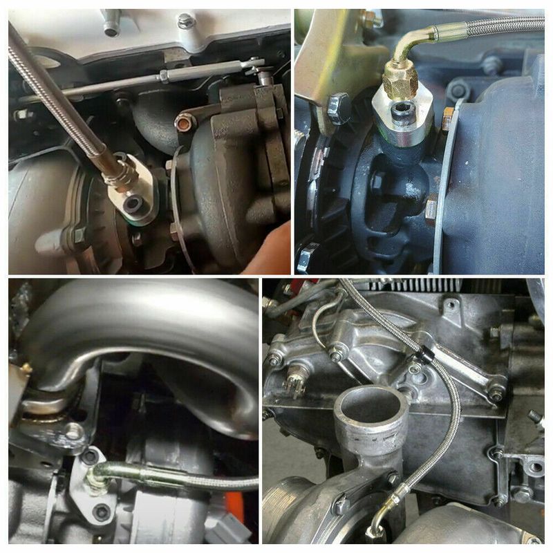 Car modification AN4 turbocharger supply oil pipe flange adapter suitable for T3 T4 T04E GT42_autovado.com