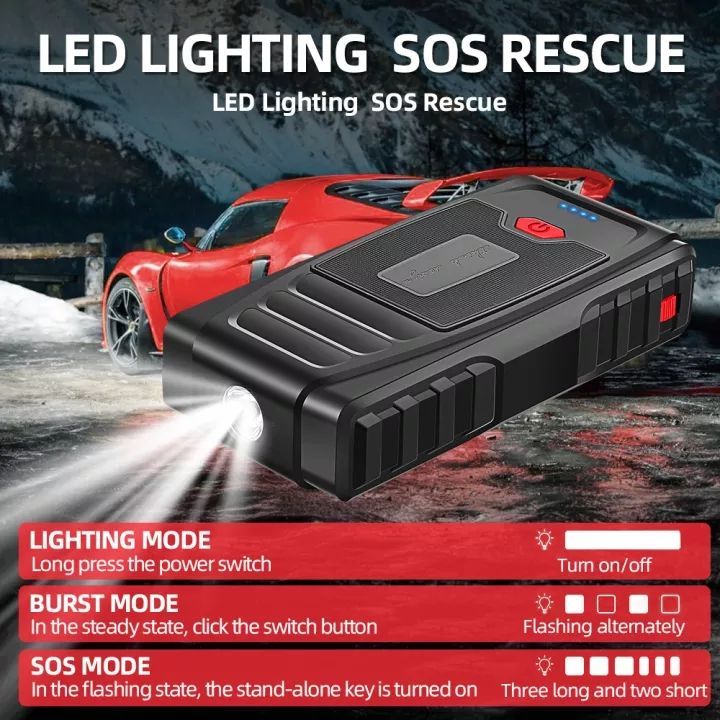 12V 99800mAh Tire Air Pump Booster Jumper Powerbank Jump Power Bank Portable Car Charger USB Emergency Starter Power_autovado.com