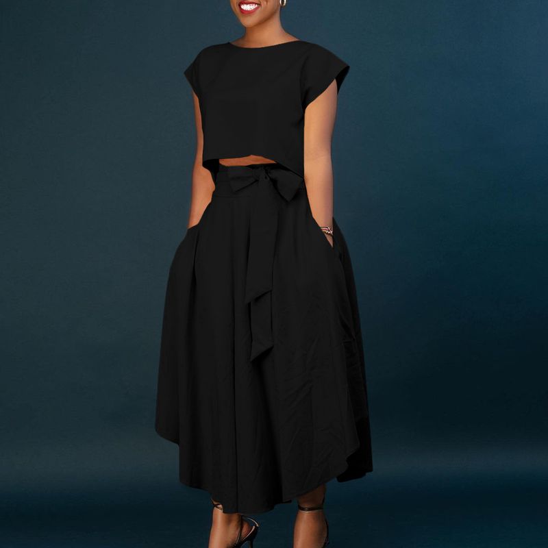 Women's Clothing plus size women's clothing 2023 new fashion temperament casual tops big swing skirt suit_autovado.com