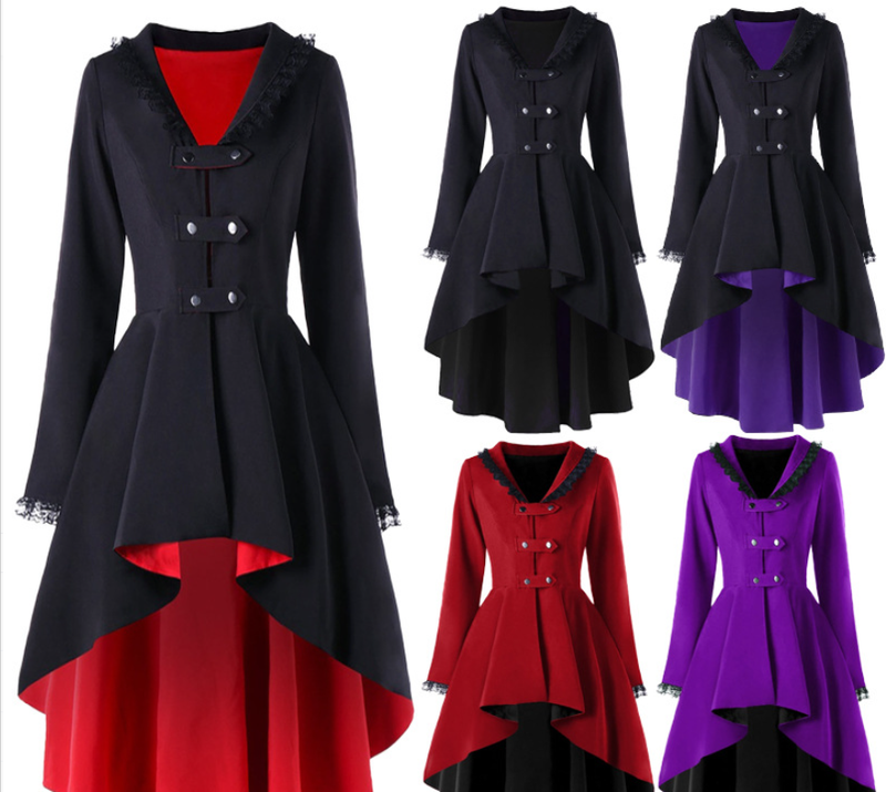 Women's Clothing Autumn new retro mid length windbreaker for women Gothic style jacket large size women's clothing_autovado.com