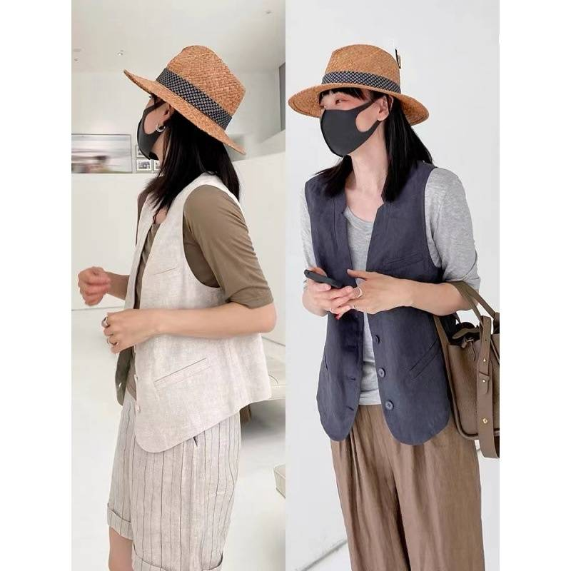 Women's Clothing cotton and linen! Layering without fear of hot summer, versatile and slim vest_autovado.com