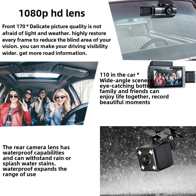 High-definition 1080P three-recording driving recorder multi-lens panoramic parking app interconnected monitoring vehicle camera_autovado.com