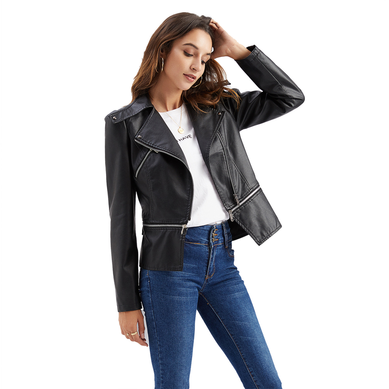 Women's Clothing Leather Jacket With Detachable Hem Fashion Casual Jacket_autovado.com
