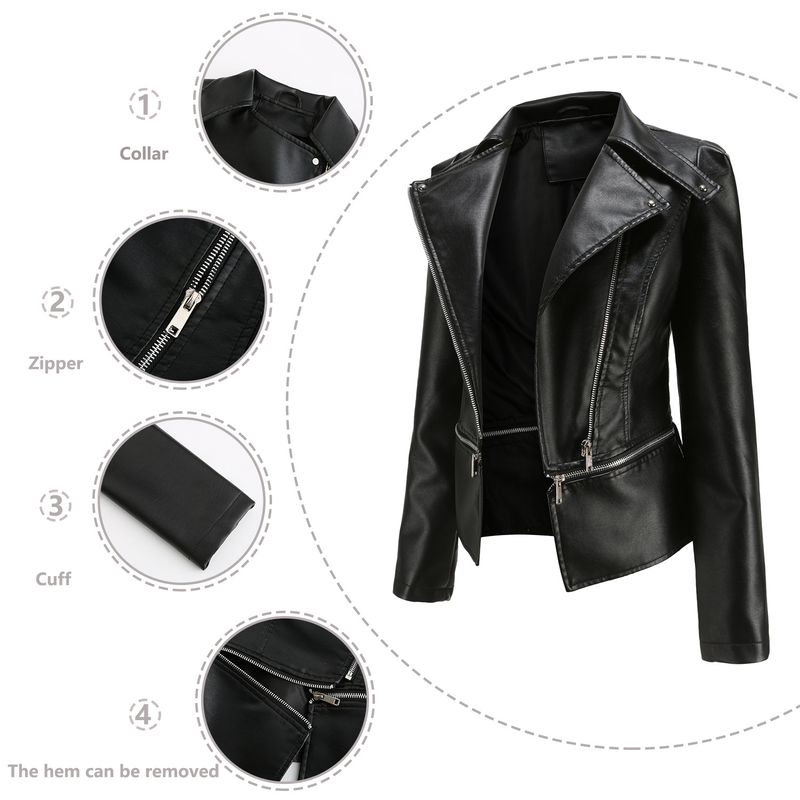 Women's Clothing Leather Jacket With Detachable Hem Fashion Casual Jacket_autovado.com