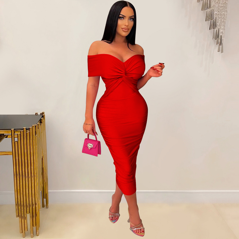Women's solid color pleated sleeveless long skirt tube top dress_autovado.com