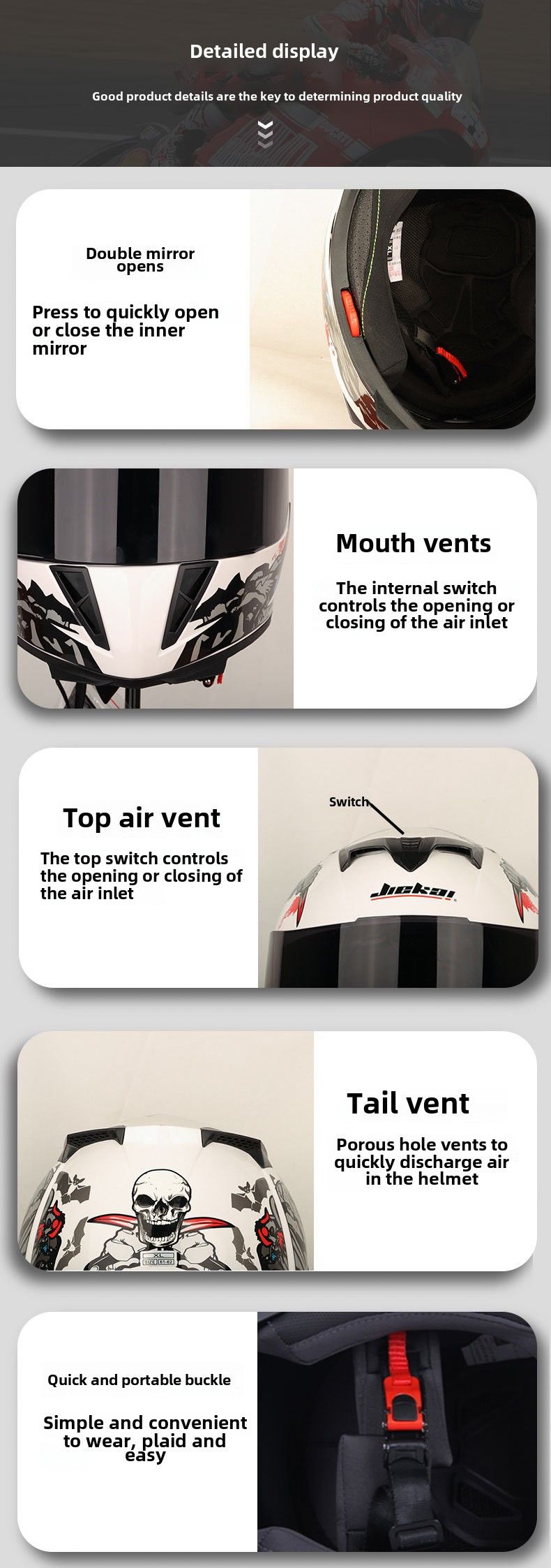 Jiekai Motorcycle Helmet Men's and Women's Full Helmet Covering Cool Four Seasons Motorcycle Racing Safety (Foreign Trade)_autovado.com