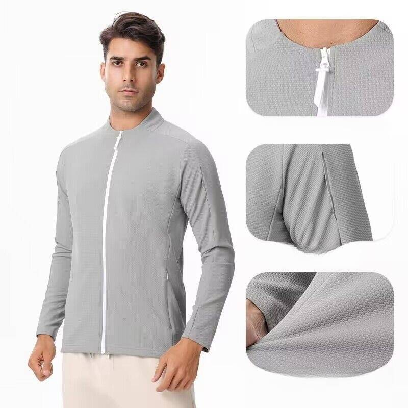 Men's Clothing Sports Jacket Leisure Running Round Neck Zipper Cardigan Sweater Quick-Drying Fitness Breathable_autovado.com
