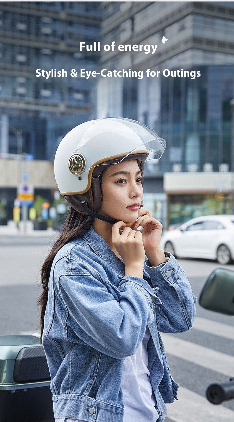 3/4 Motorcycle Helmet With Bluetooth & Cat-Ear Design – Lightweight ABS Shell, 3C Certified, Transparent Visor (Unisex Adult)_autovado.com