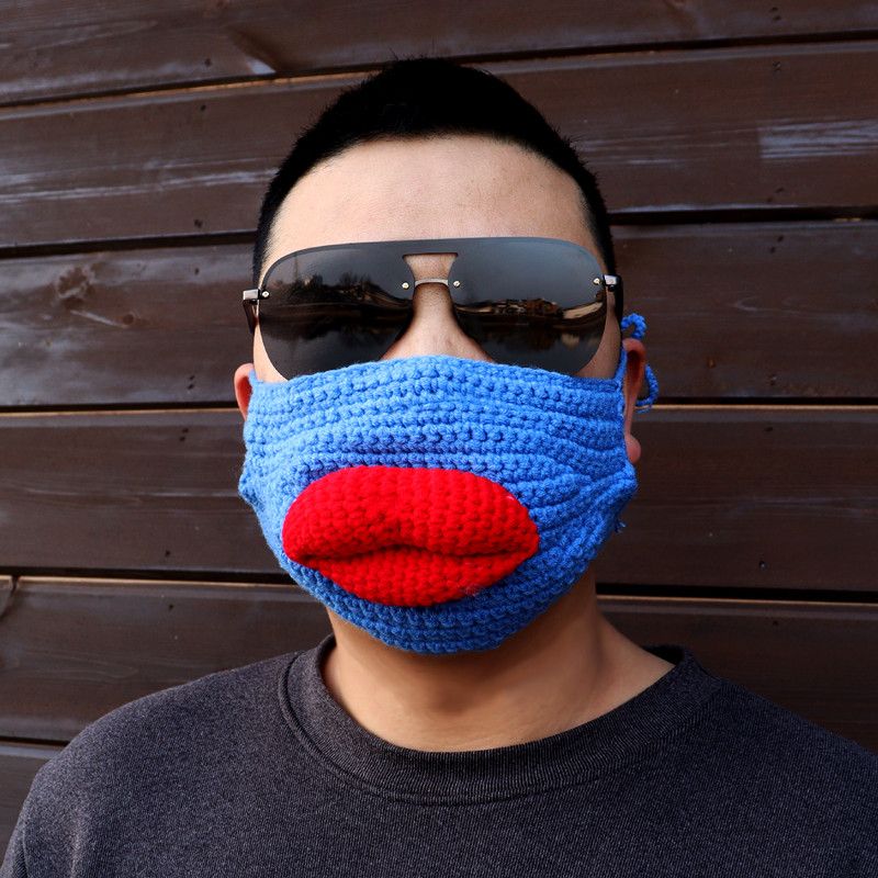 Skiing dirty braid helmet set, internet celebrity same style funny hat, knitted wig headband, hip-hop personality mask_autovado.com