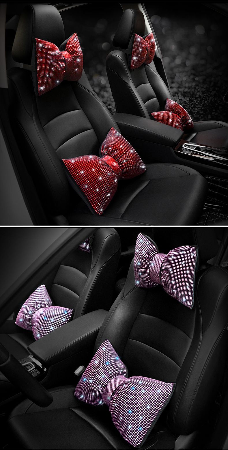 Car supplies wholesale car neck pillow pillow pillow female multicolor full diamond car headrest waist_autovado.com