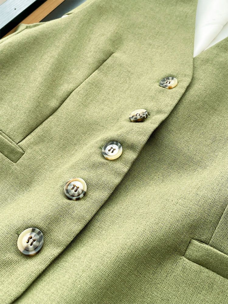 Women's Clothing Sleeveless V-neck Sleeveless Button Suit Short Vest Shorts Suit _autovado.com