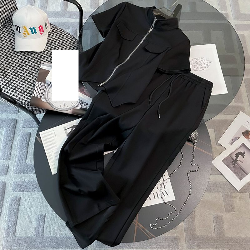 Women's new summer style, fashionable and stylish, goods, short-sleeved wide-leg pants, two-piece suit_autovado.com