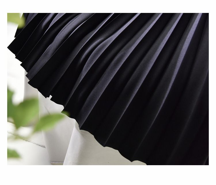 Women's Clothing Chic temperament slim plus size pleated skirt autumn and winter new high waist A line skirt women's medium and long_autovado.com