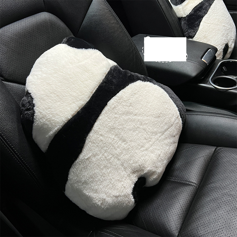 Can love Panda car waist autumnwinter plush comfortable warm car pillow pillow cartoon car cushion woman_autovado.com