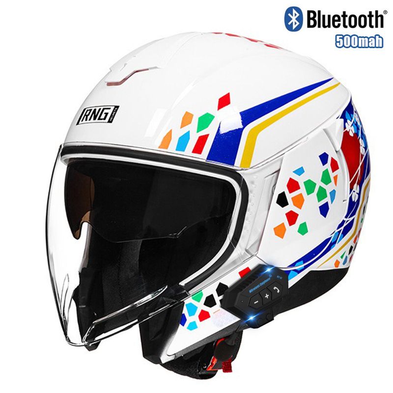 3C Certified Motorcycle Bluetooth Helmet - Lightweight ABS 3/4 Half Helmet For Men & Women, Multi-Color Options With UV-Protective Visors_autovado.com