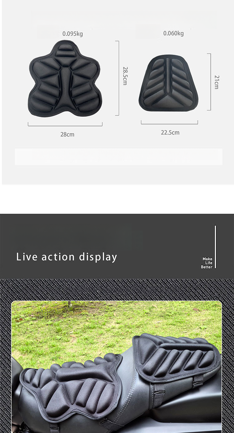 Double seater 3D shock-absorbing and breathable electric vehicle cushion, all season universal motorcycle seat cushion_autovado.com