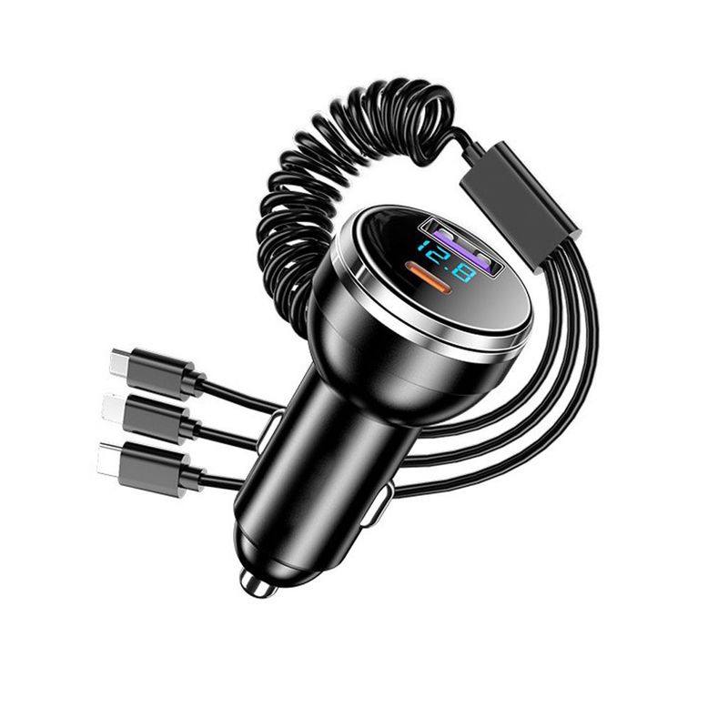 New digital car charger with one to three cable 100W super fast charging_autovado.com