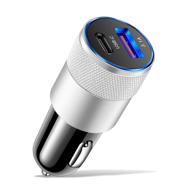 3.1A USD+PD Small Steel Cannon Metal Aluminum Alloy Charge USB-C+USB Car Charger_autovado.com