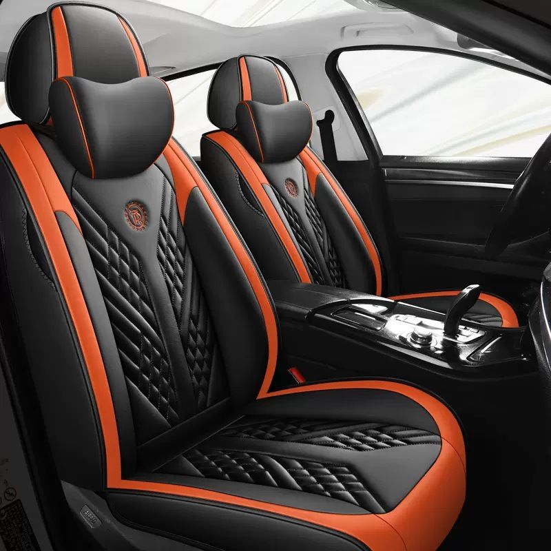 Fashion Sports Car Cushion Four Seasons Universal Full Surrounding High-end Leather Seat Cover Black and White Cushion Light Luxury Seat Cover_autovado.com