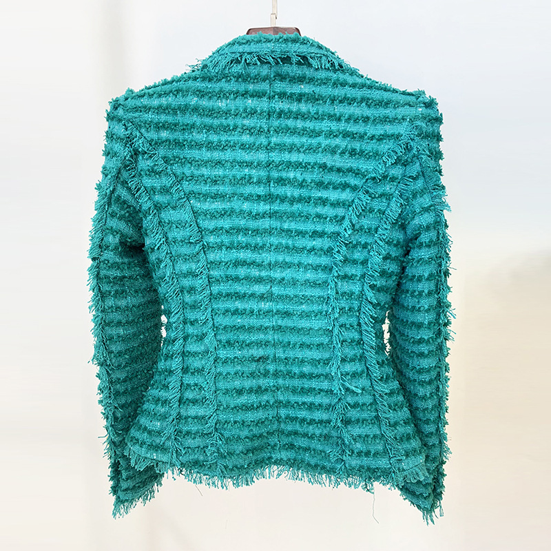 Women's New Style Star Fashion Fringed Tweed Slim Blazer_autovado.com