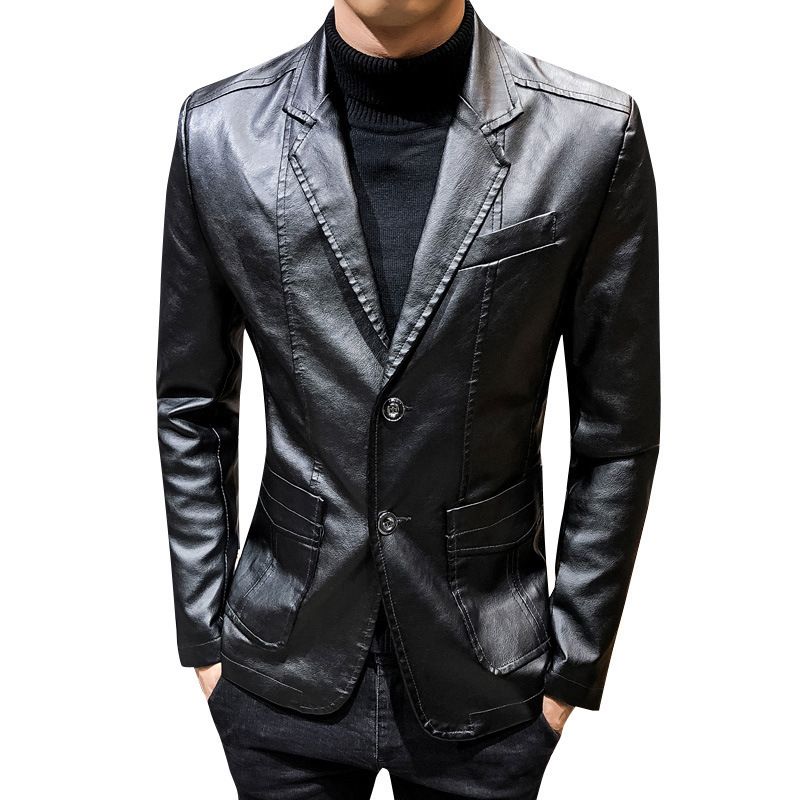 Men's Clothing Leather Suit Autumn New Casual Jacket Style Slim Lapel Leather Suit Leather Jacket Men's_autovado.com