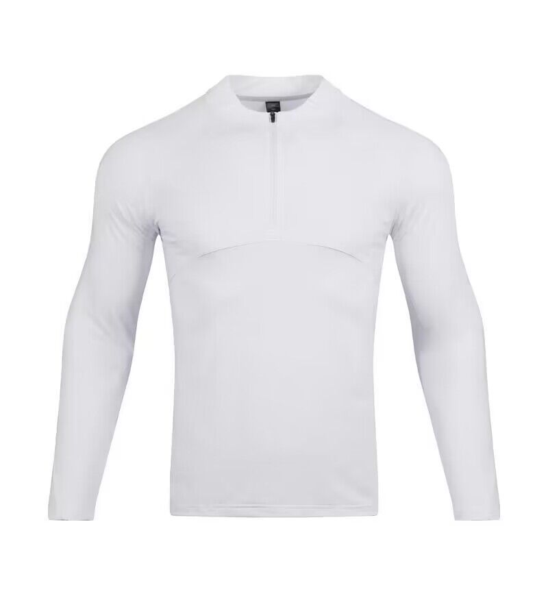 Men's Clothing Long-Sleeved T-Shirt Men's Sports Outdoor Tops Quick-Drying Breathable Running Fitness Training Suit Half-Zip Stand Collar_autovado.com