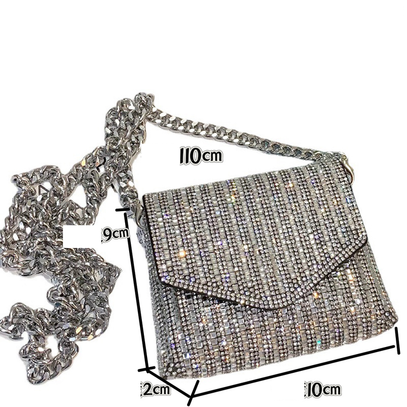 women's bags, super shiny chains, full of rhinestones, small square bags, messenger bags, celebrity evening bags_autovado.com