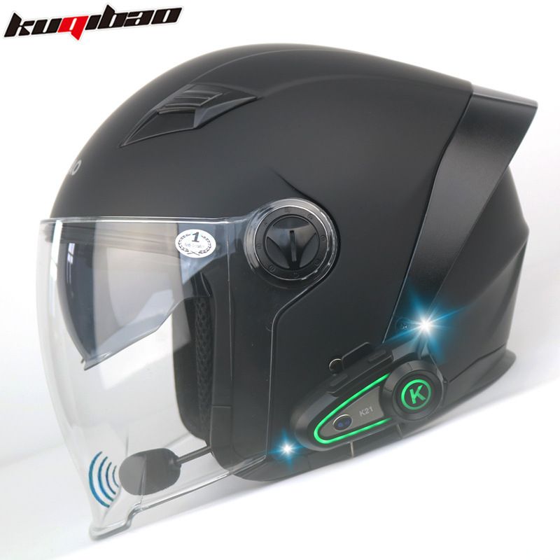 Motorcycle Helmet With Bluetooth Intercom, 3/4 Open Face Design, Dual Visor, 3C Certified, ABS Material, Multiple Color Options_autovado.com